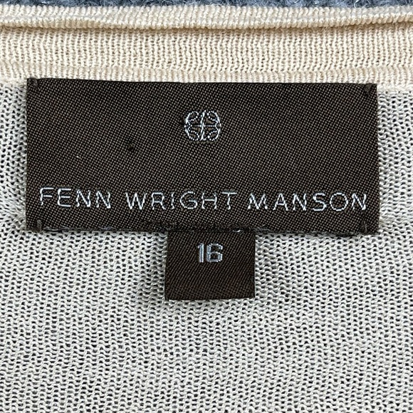 Fenn Wright Mason Cardigan Sweater Womens 16 Cream Beige 100% Silk Top Closure - Picture 7 of 10